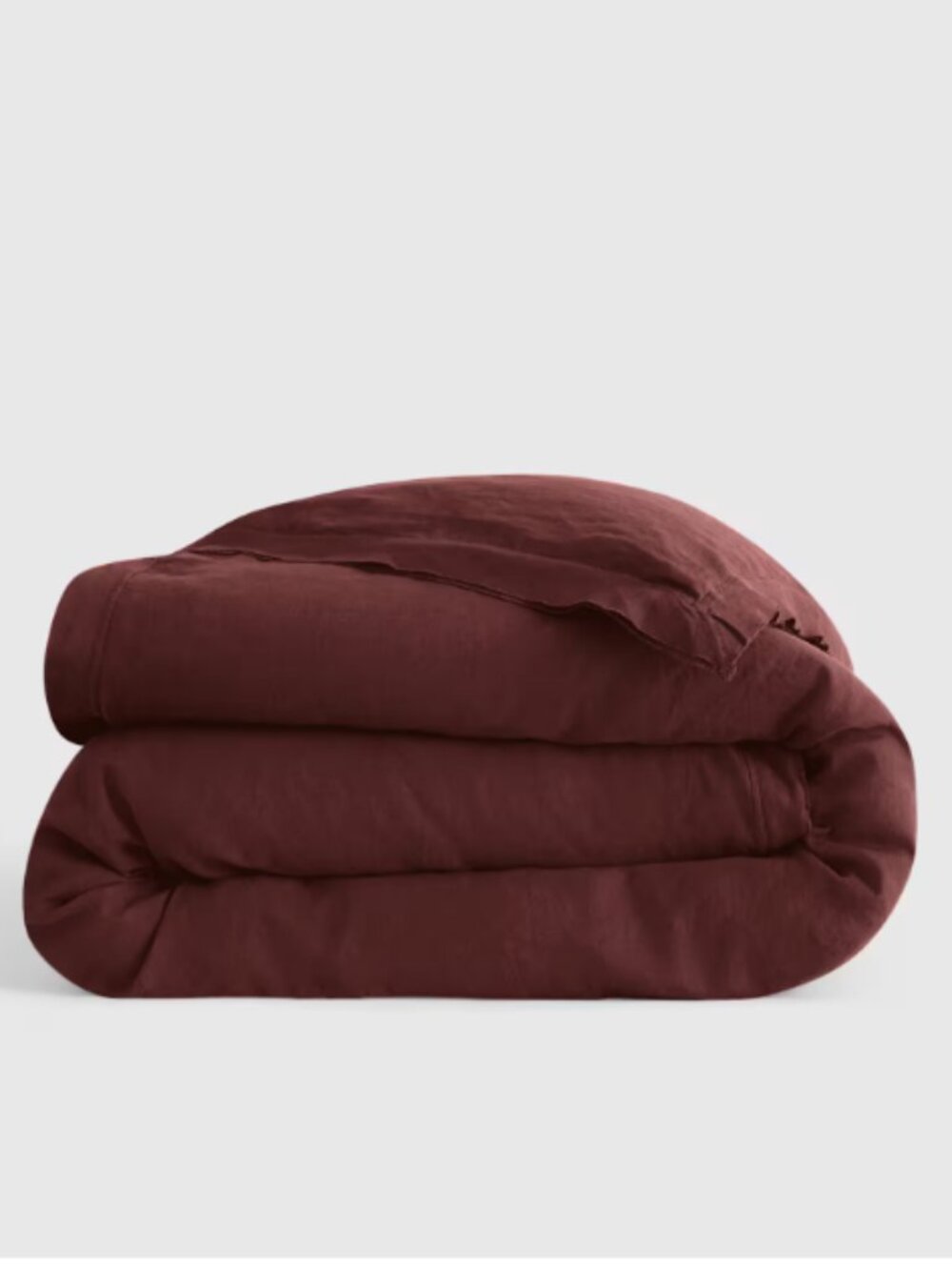 New! Quince European Linen Double Flange Queen Duvet Cover in Bordeaux